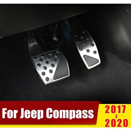 For Jeep Compass 2017-2020 Renegade BU 2015-2020 Aluminum Car Accelerator Brake Pedal Footrest Pedals Cover Pads Accessories