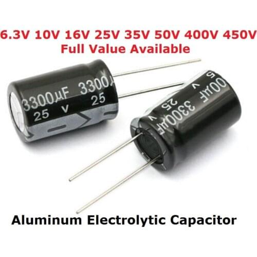 5PCS 400V aluminum electrolytic capacitor 450V 100UF 150UF 180UF 220UF 10UF 22UF 33UF 47UF 68UF 82UF 10/233/47UF capacitance kit