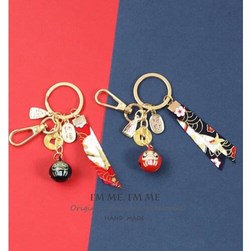 2021 Japanese Anime Maneki Neko Lucky Cat Fortune Tassel Gold Plated Keychain Key Chain Car For Women Bag Pendent Charms D667