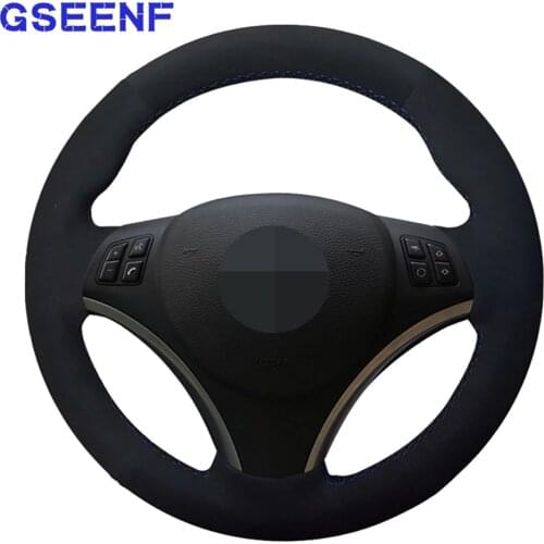 Car hand-sewn steering wheel cover soft suede black non-slip For BMW E90 E91 E92 E93 E87 E81 E82 E88 X1 E84 Accessories