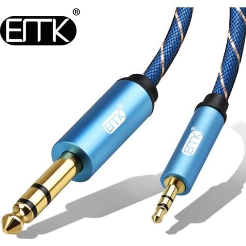 EMK 6.35mm 1/4" Male to 3.5mm 1/8" Male TRS Stereo Audio Cable for iPod, Laptop,Home Theater Devices, Amplifier with Nylon Braid