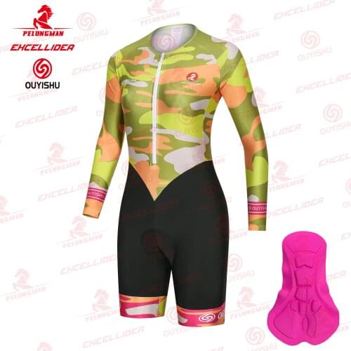 EXCELLIDEA Camouflage Cycling Skinsuit Women Summer Cycling Jumpsuit For Female