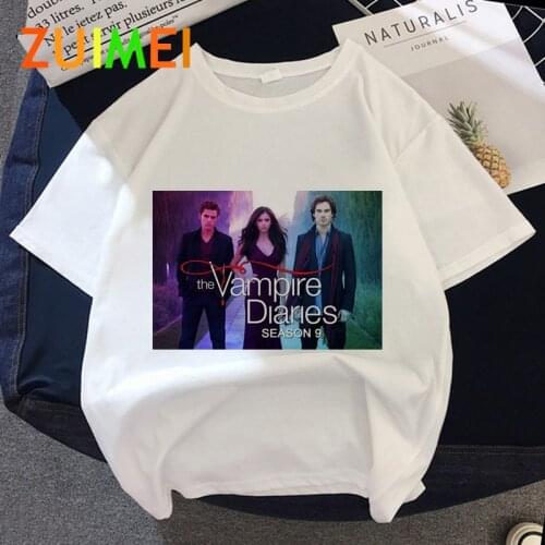 Women Damon Salvatore The Vampire Diaries Harajuku Print T-shirt Tops 2020 Summer Fashion Short Sleeved T-shirt Girl,Drop Ship