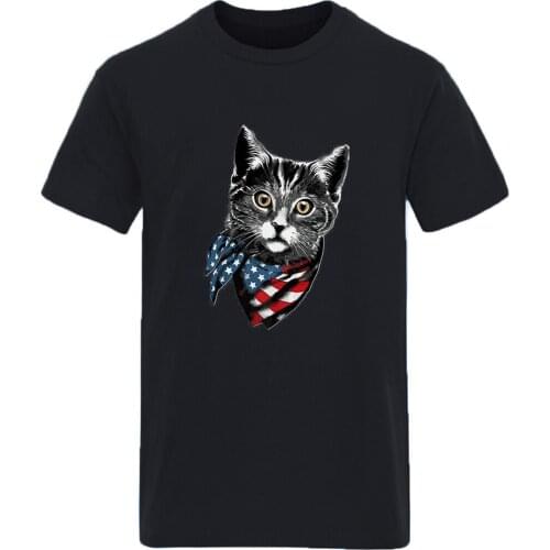 Tie Cat Print Oversize Round Neck Mens T shirt Summer Harajuku Clothing Tops Male Casual S-3XL Plus Size Tees Ropa De Hombre