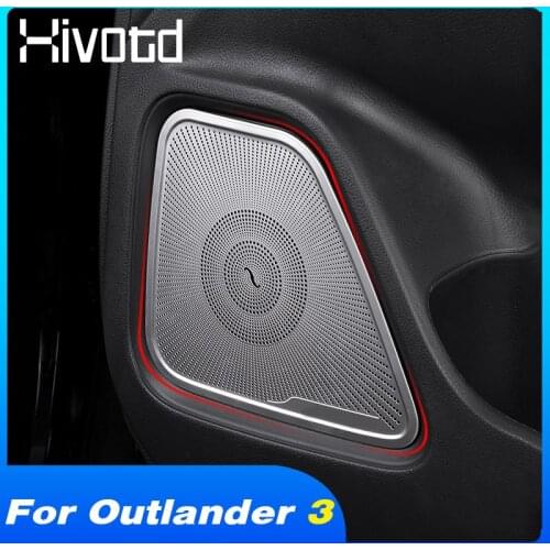 Hivotd Auto Door Speaker Trim Cover Interior Sticker Styling Protection Car Accessories For Mitsubishi Outlander 3 2016-2021