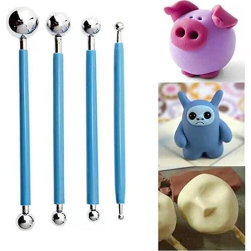 Polymer Clay Tool 4pcs/set Stainless Steel BJD Molding Ball Stylus Paper Flower Petal Make pottery tools