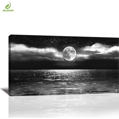 JHLJIAJUN Nordic Moon Stars Sea Painting Canvas Poster Nordic Wall Art Print And Poster Dining Living Home Decor Painting