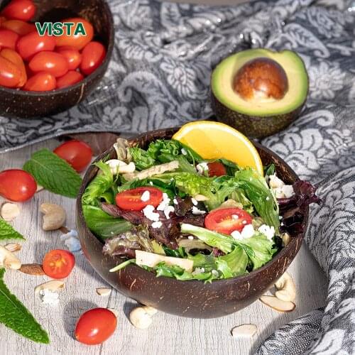 Creative Natural Coconut Wood Bowl Eco Friendly Fruit Salad Noodles Rice Ice Cream Wood Bowl Art Crafts Decoration