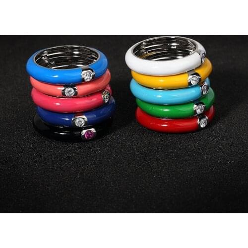 Creative Fashion Ring Vintage Color Enamel Ring Gold-plated Minimalist Zircon Crystal Stacking Ring for Women Girls