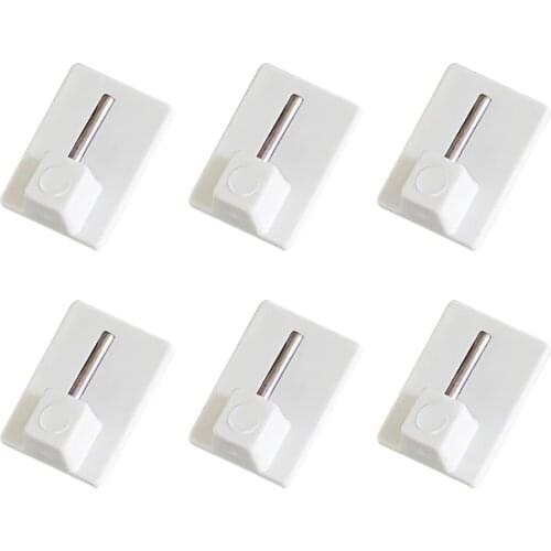 6Pcs Kitchen Self-adhesive Wall Hooks Sundries Storage Hooks Bathroom Hook Curtain Buckle Curtain Hooks Buckle Accessories