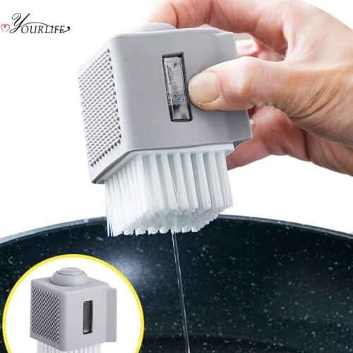 OYOURLIFE Kitchen Multi-function Pot Pan Dish Tableware Washing Brush Automatic Liquid Dispenser Scrubber Kitchen Cleaning Tools