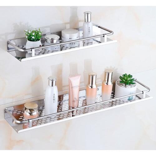 20/30/40/50CM Wall Mounted Stainless Steel Bathroom Shelf Toiletries Storage Rack Kitchen Wall Organizer