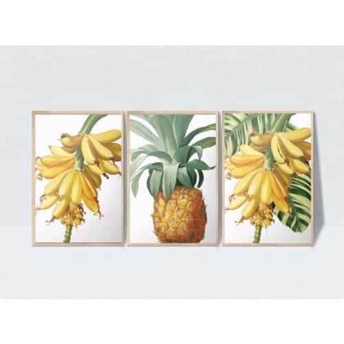 Nordic simple painting banana banana triple decorative painting canvas paintings unframed decoration for livingroom