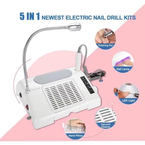 5 IN 1 Newest 96W UV LED Nail Lamp Nail Dryer Vacuum Cleaner Nail Dust Collector Machine Nail Drill Powerful Nail Salon Tools