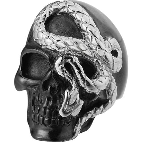 Size 7 to Size 16 Mens Boys 316L Stainless Steel Cool Punk Gothic Skull Snake Newest Ring HF404