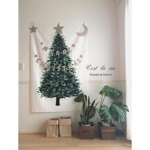 Christmas tree pine blanket wall decoration small fresh festive background cloth simple tapestry