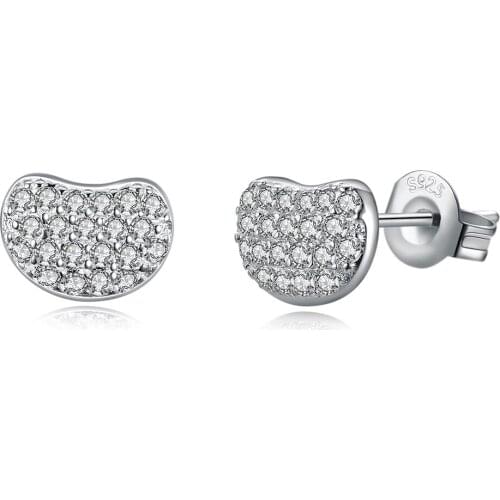 SILVERHOO Sterling Silver 925 Jewelry Pea Shape Earrings Women Bright 5A Cubic Zirconia Stud Earring Trendy Party Accessories