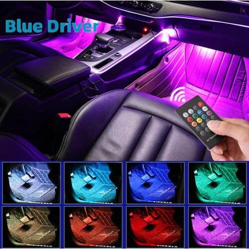 LED Car Foot Lights Ambient Lamps With USB Wireless Remote Music Control Multiple Modes Automotive Interior Decorative Light