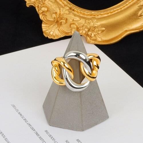 Vintage Double Color Adjustable Rings Women Top Brand Hollow Chain Ring Fashion Korean Original Jewelry Z313