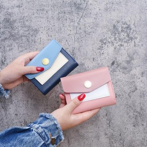 Cartera Hombre Vintage Leather Splicing Hasp Green Wallet Clip Teenager Porte Monnaie Femme Women Wallets Cute Small Monedero