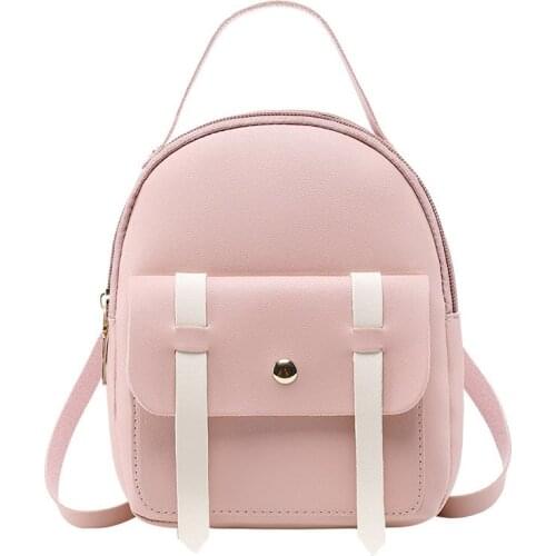 Contrast Color Backpack Women Mini Casual Travel PU Bag Multifunctional Bags New