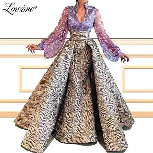 Robe De Soiree 2020 Custom Made V Neck Mermaid Evening Dress Full Sleeves Dubai Arabic Turkish Party Gown Middle East Prom Dress