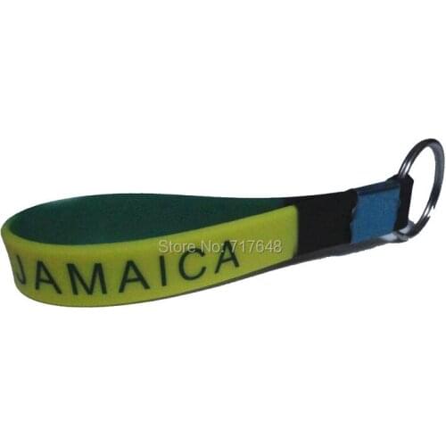 200PCS keyring JAMAICA keychain wristband silicone bracelets free shipping by FEDEX