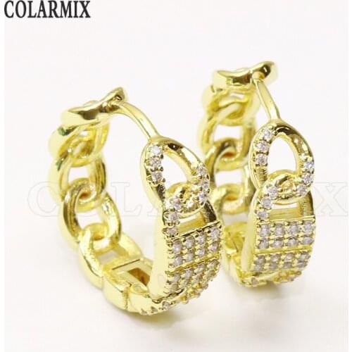 3Pairs Zirconia Round Earrings Hoop earrings Round Big hoop earrings Gold color earrings Gift for women jewelry 31360