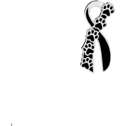 36PC Dog Cat Claw Brooches Black Ribbon Cartoon Animals Paw Enamel Pins Footprints Tie Brooches For Jackets Jewelry Gift Fashion