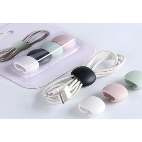 4 Pcs Portable Cable Organizer USB Cable Winder Desktop Tidy Management Clips Cable Holder for Headphone Wire Storage Organizer