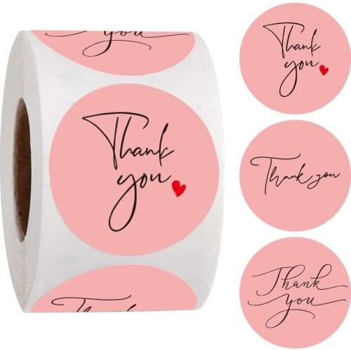 500 Pcs/roll Thank You Stickers Seal Labels Cute Pink Handmade Label Gold Sticker For Small Business Decor Diy Gift Stickers