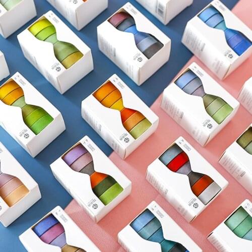 6 Pcs/Set Cute Solid Color Washi Tape Label Masking Tape Kawaii Decorative Adhesive Tape For Stickers Scrapbooking Japanese Tape