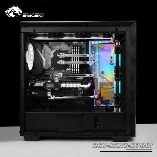 BYKSKI Acrylic Board Water Channel Solution use for NZXT H700B Computer Case for CPU and GPU Block Cooling / 3PIN RGB Light