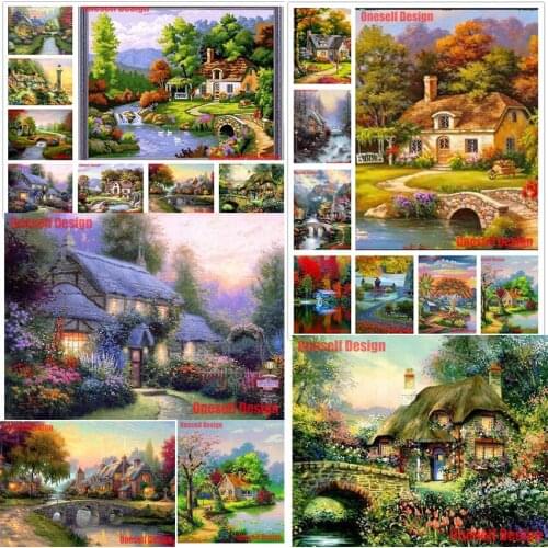New 5d diamond mosaic sale house 5d diamond embroidery full square/round forest house 5d diamond painting full set forest house