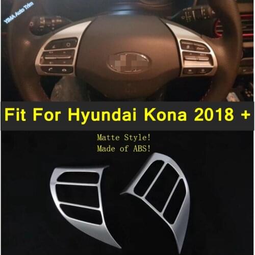 Lapetus ABS Auto Styling Steering Wheel Frame Cover Trim Matte / Carbon Fiber Look Fit For Hyundai Kona 2018 - 2021 Accessories
