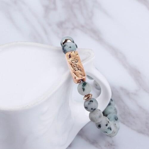 Zhijia "Dad" father son daugther ethnic strand bracelets Jewelry for men DIY Handmade beads bracelets fathers day gifts