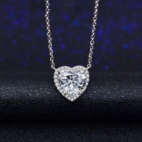 QTT Brilliant Neck Chain Necklace 925 Sterling Silver Heart Cubic Zirconia Pendants Necklace Charms Women Clavicle Chains 2021