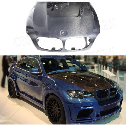 For X5 X6 Carbon Fiber Front Engine Hood Cover Bannot Grill Frame For BMW X5 E70 X6 E71 2007-2013 body kits Car styling