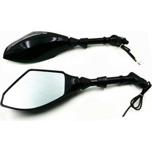 Black LED Turn Signal Mirrors For Suzuki Honda Kawasaki Ducati Street Nake Bike
