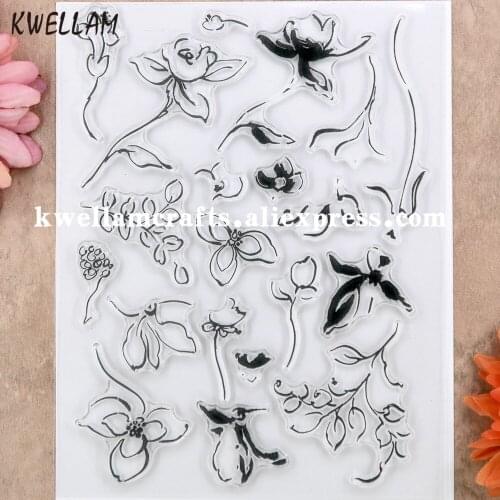 Flowers Leaves Scrapbook DIY photo cards rubber stamp clear stamp transparent stamp 14x18cm KW8122905