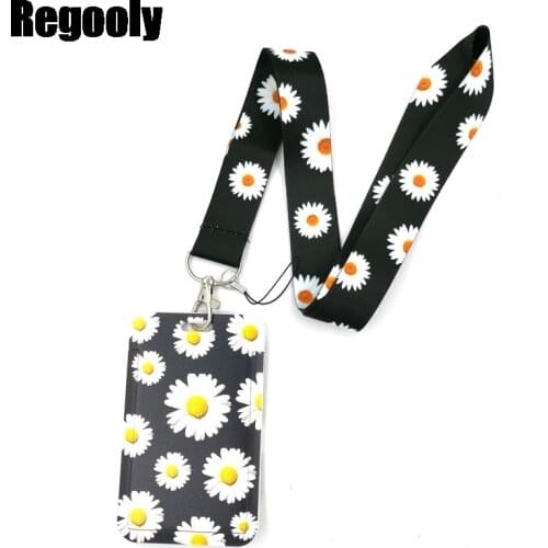 Daisy Flowers Key lanyard Car KeyChain ID Card Pass Gym Mobile Phone Badge Kids Key Ring Holder Jewelry Decorations