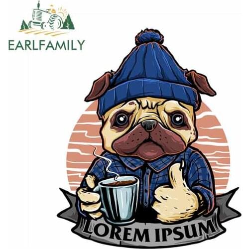 EARLFAMILY 13cm x 11cm for Coffee and Dog Car Stickers and Decals Graffiti Sticker Bumper Decoration Vinyl Car Wrap VAN RV