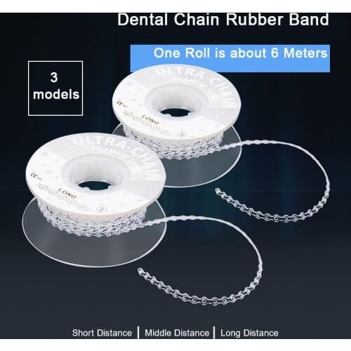 6 M Oral Care Clear Dental Rubber Chain Orthodontic Elastic Ultra Power Chain Rubber Band Materials High Strength Rubber