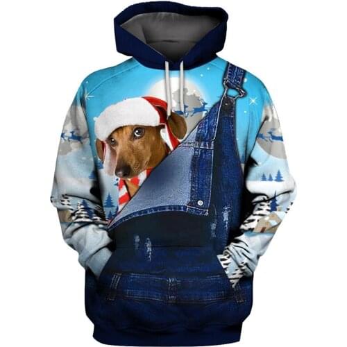 CLOOCL Graphic Overalls Hoodies Christmas Dachshund Animals 3D Design Men Clothing Unisex Pullover Tops Women Harajuku Hoodie