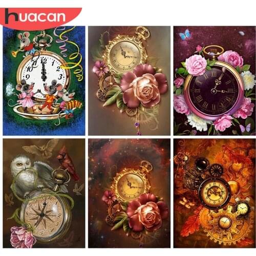 HUACAN Full Square Ddiamond Painting 5d Bell Mosaic Flower Handmade Gift DIY Diamond Embroidery Rose Home Decor
