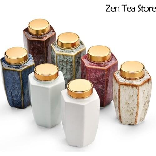 Mini Ceramics Tea Caddy Puer Tea Tea Storage Box Tea Jar Candy Jar Container Tea Accessories for Home Use Small Storage Chests