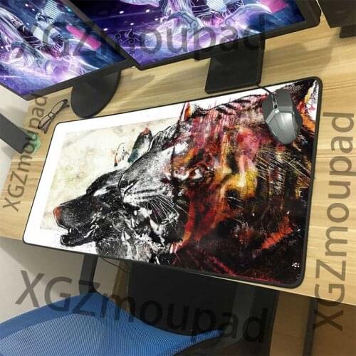 XGZ mouse pad animal watercolor style wolf custom Large Mouse Pad Black lock edge anti slip computer notebook desk pad