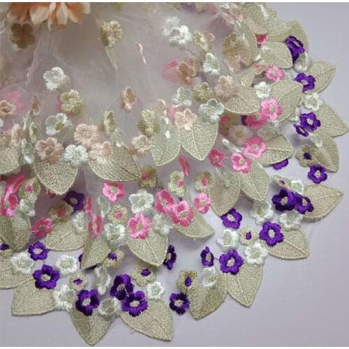 Fadesen crafts 2y/lot 18cm width Embroidered Golden thread Net cloth Lace Fabric Trim Ribbons DIY Sewing Handmade Materials