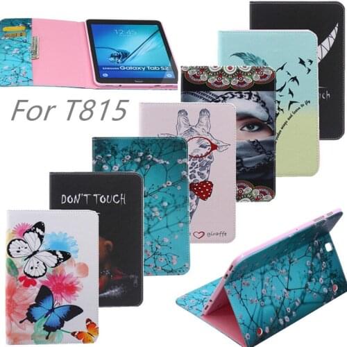Fashion Cartoon flower tree abstract painting Wallet PU Leather Stand Case Cover For Samsung Galaxy Tab S2 9.7 SM-T810 T815 T810