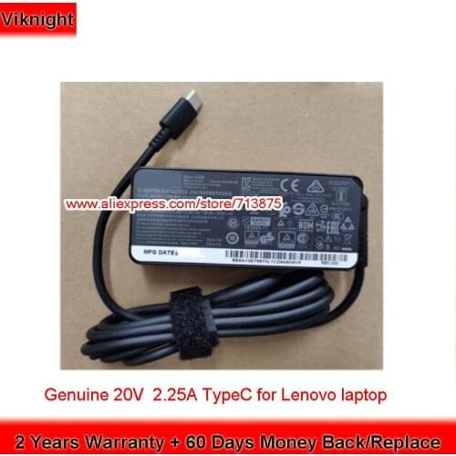 Genuine ADLX45YCC2A 20V 2.25A Type C Laptop Charger for Lenovo YOGA 910-13IKB GLASS 80VG THINKPAD X270 X570 Power Supply
